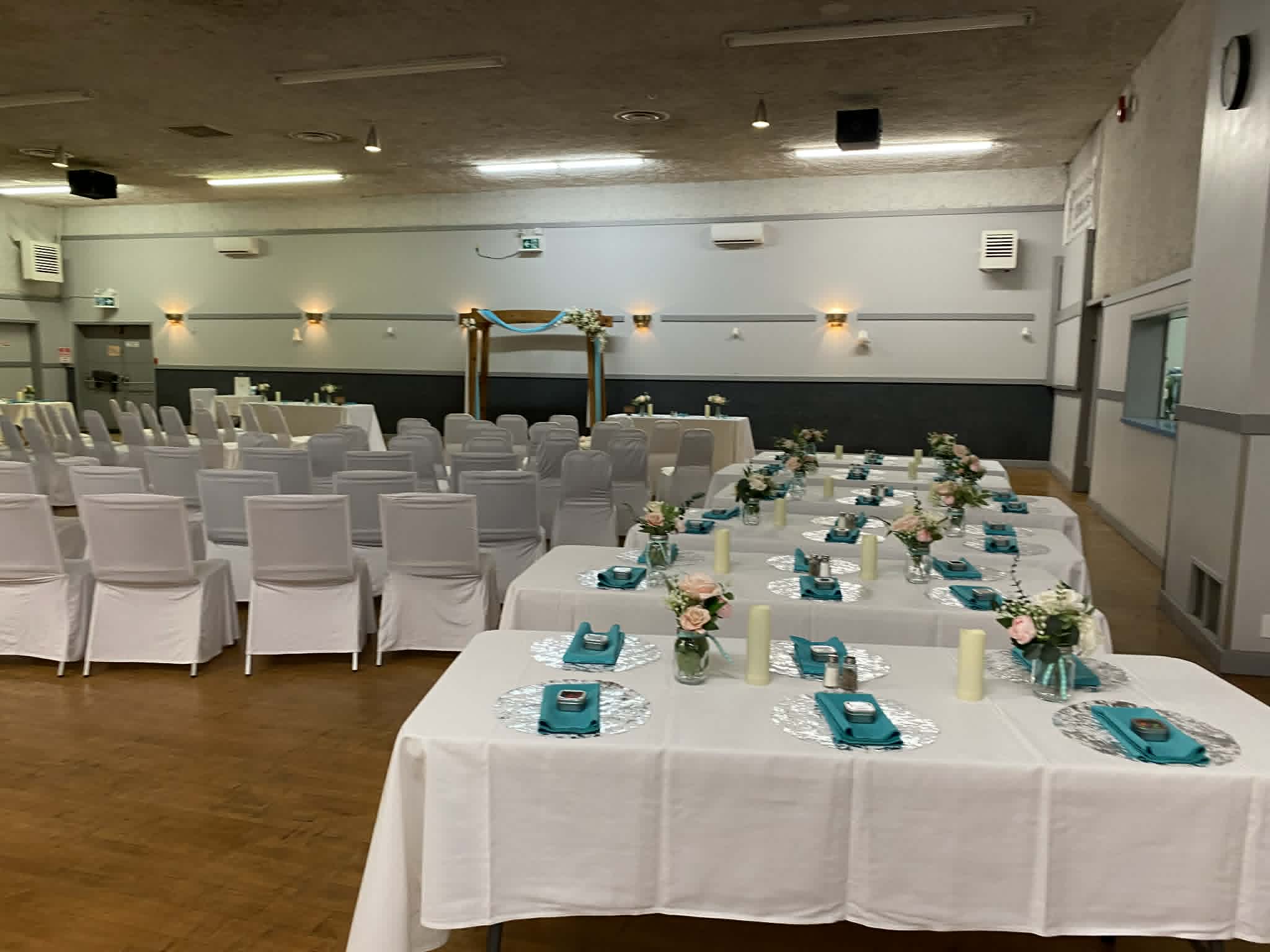 Eagles Hall interior showing seating capacity for up to 300 guests