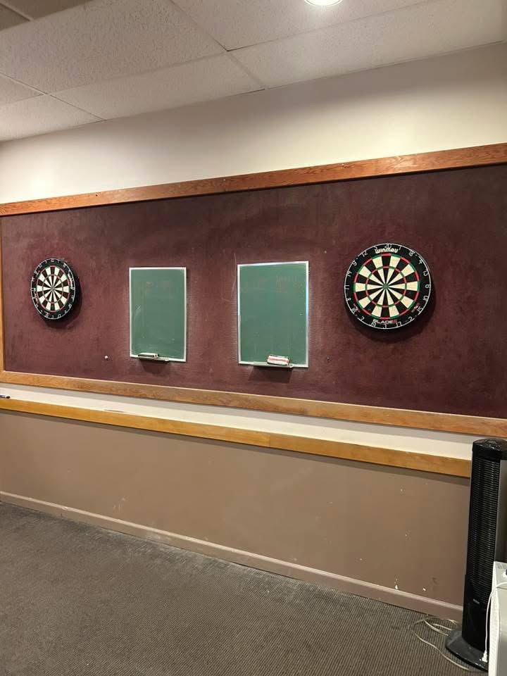 Dartboards on the wall at Eagles Lounge Duncan BC